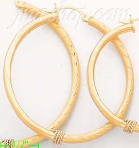 14K Gold Dia-Cut Hoop Earrings - Click Image to Close