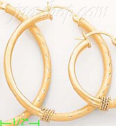 14K Gold Dia-Cut Hoop Earrings - Click Image to Close