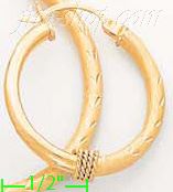 14K Gold Dia-Cut Hoop Earrings - Click Image to Close