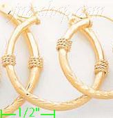 14K Gold Dia-Cut Hoop Earrings - Click Image to Close