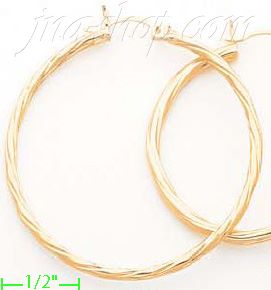 14K Gold Twist & Dia-Cut Earrings - Click Image to Close