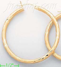 14K Gold Twist & Dia-Cut Earrings - Click Image to Close