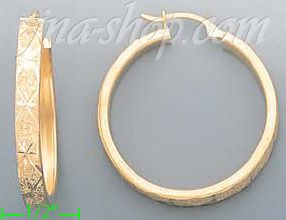 14K Gold Razor Hoop Earrings - Click Image to Close