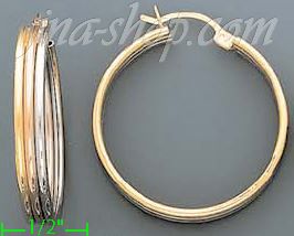 14K Gold Razor Hoop Earrings - Click Image to Close