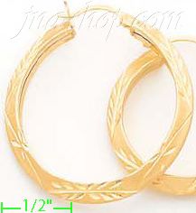 14K Gold Razor Hoop Earrings - Click Image to Close