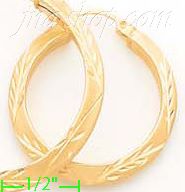 14K Gold Razor Hoop Earrings - Click Image to Close