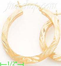 14K Gold Razor Hoop Earrings - Click Image to Close