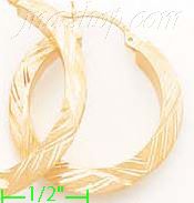 14K Gold Razor Hoop Earrings - Click Image to Close