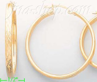 14K Gold Razor Hoop Earrings - Click Image to Close