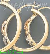 14K Gold 3Color Hollow Earrings - Click Image to Close