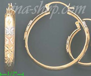 14K Gold 3Color Hollow Earrings - Click Image to Close