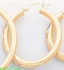 14K Gold 3Color Hollow Earrings - Click Image to Close