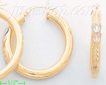 14K Gold 3Color Hollow Earrings - Click Image to Close