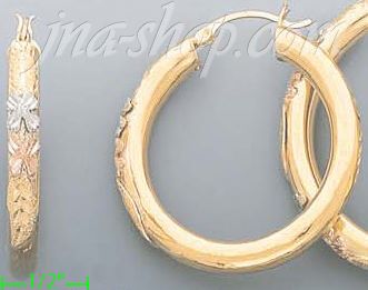 14K Gold 3Color Hollow Earrings - Click Image to Close