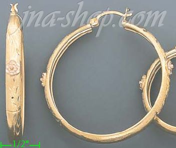 14K Gold 3Color Hollow Earrings - Click Image to Close