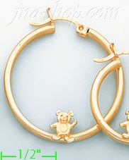 14K Gold Designed Hoop Earrings - Click Image to Close