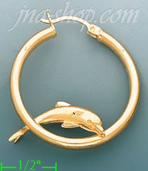 14K Gold Designed Hoop Earrings - Click Image to Close