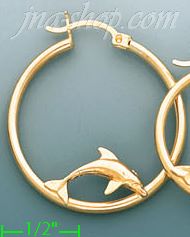 14K Gold Designed Hoop Earrings - Click Image to Close