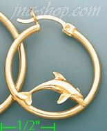 14K Gold Designed Hoop Earrings - Click Image to Close