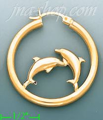 14K Gold Designed Hoop Earrings - Click Image to Close