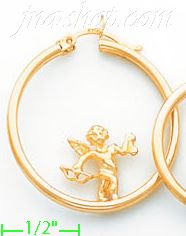 14K Gold Designed Hoop Earrings - Click Image to Close