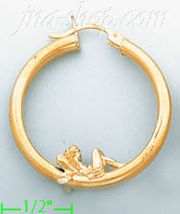 14K Gold Designed Hoop Earrings - Click Image to Close