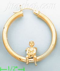 14K Gold Designed Hoop Earrings - Click Image to Close