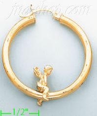 14K Gold Designed Hoop Earrings - Click Image to Close