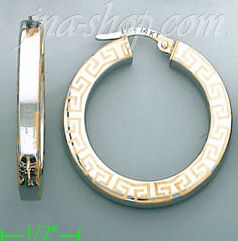 14K Gold Italian Fancy Hoop Earrings - Click Image to Close