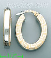 14K Gold Italian Fancy Hoop Earrings - Click Image to Close