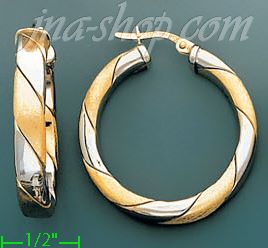 14K Gold Italian Fancy Hoop Earrings - Click Image to Close