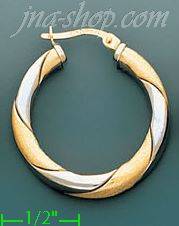 14K Gold Italian Fancy Hoop Earrings - Click Image to Close