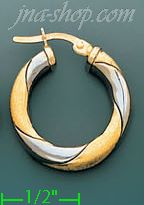 14K Gold Italian Fancy Hoop Earrings - Click Image to Close