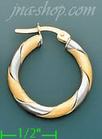 14K Gold Italian Fancy Hoop Earrings - Click Image to Close