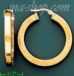 14K Gold Italian Fancy Hoop Earrings - Click Image to Close