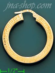 14K Gold Italian Fancy Hoop Earrings - Click Image to Close