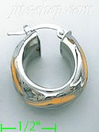 14K Gold Italian Fancy Hoop Earrings - Click Image to Close