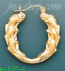 14K Gold Hollow Earrings - Click Image to Close