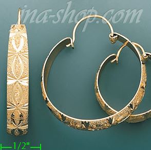 14K Gold Swiss Cut Earrings - Click Image to Close