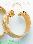 14K Gold Swiss Cut & Designed Hoop Earrings - Click Image to Close