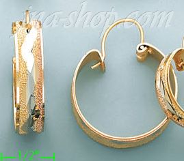 14K Gold Swiss Cut & Designed Hoop Earrings - Click Image to Close