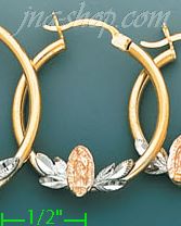 14K Gold Swiss Cut & Designed Hoop Earrings - Click Image to Close