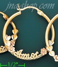 14K Gold Swiss Cut & Designed Hoop Earrings - Click Image to Close