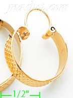 14K Gold Swiss Cut & Designed Hoop Earrings - Click Image to Close