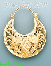 14K Gold Filigree Dia-Cut Earrings - Click Image to Close