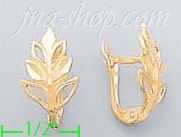 14K Gold Leaf Earrings - Click Image to Close