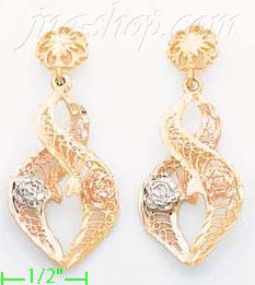 14K Gold 3Color Dia-Cut Earrings - Click Image to Close