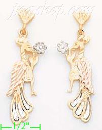 14K Gold 3Color Dia-Cut Earrings - Click Image to Close