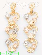 14K Gold 3Color Dia-Cut Earrings - Click Image to Close