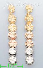 14K Gold 3Color Dia-Cut Earrings - Click Image to Close